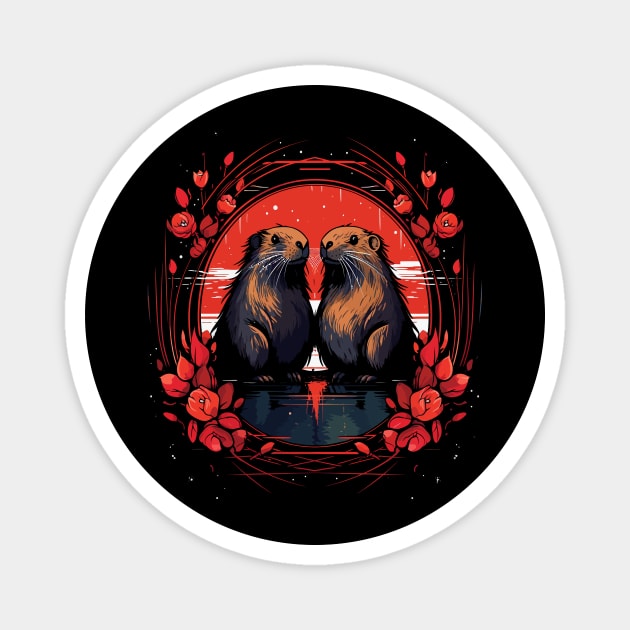 Nutria Couple Valentine Magnet by JH Mart